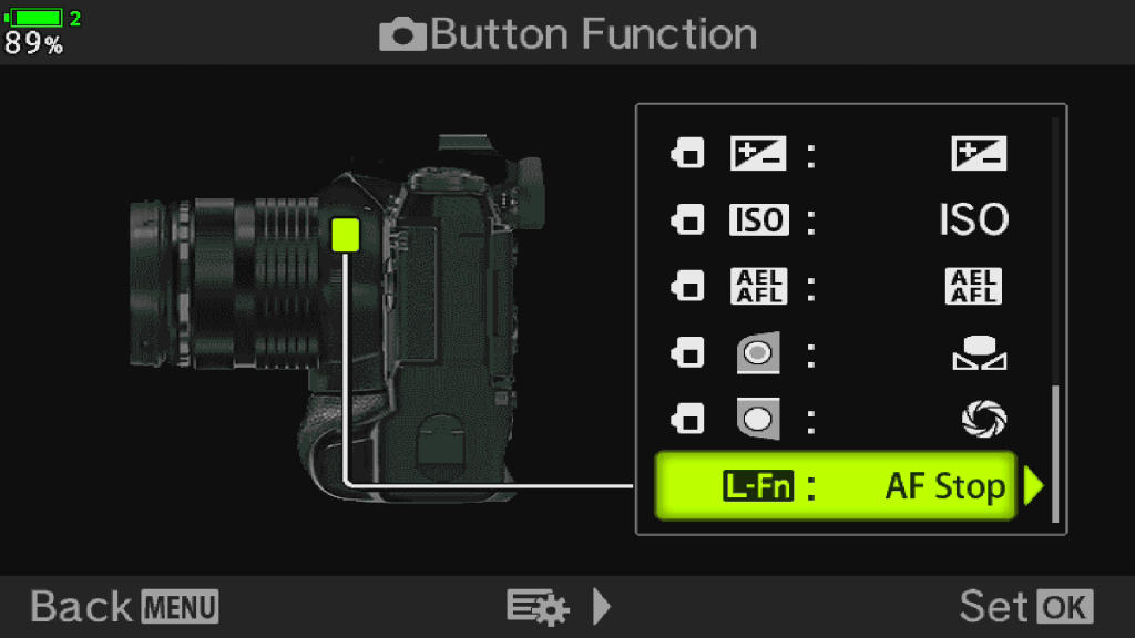 screenshot how to program a button with AF limiter