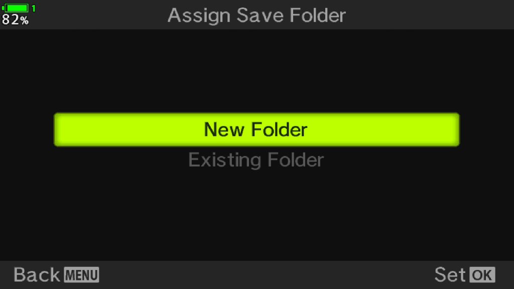 Menu screenshot showing dialog to make a new folder