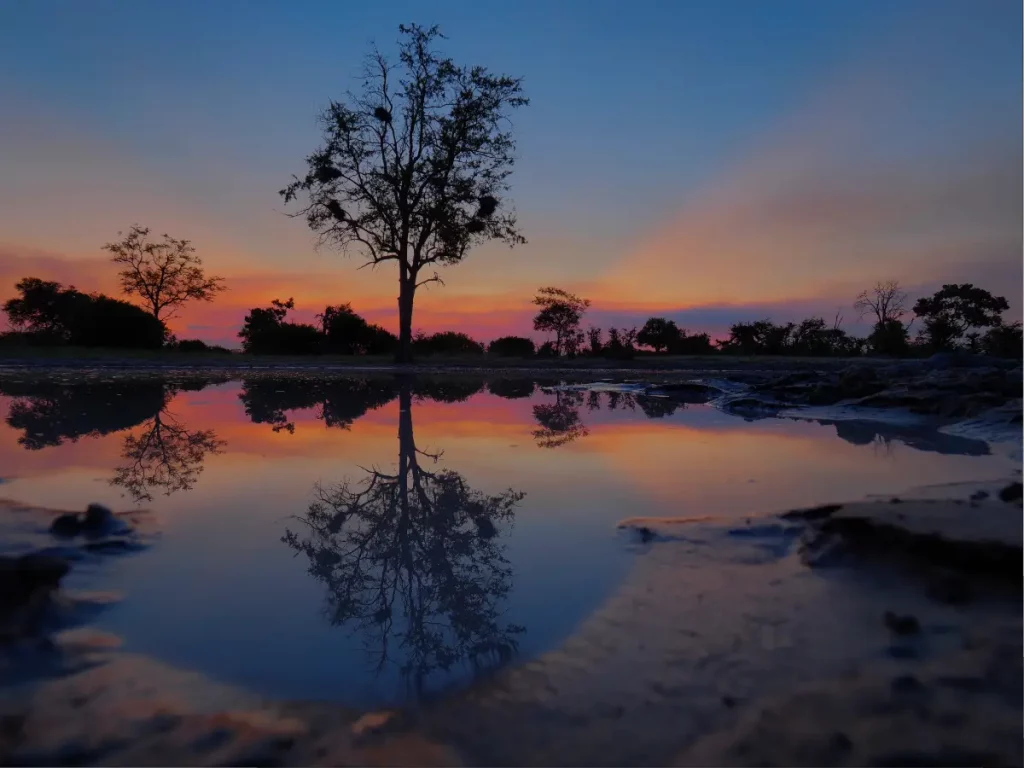 Sunset in Botswana kündigt das Ende kostenloser Firmware Updates bei digitalen Kameras an.