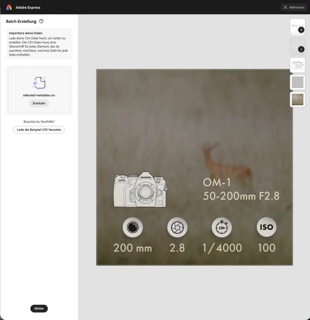 Adobe Express Bildschirmfoto