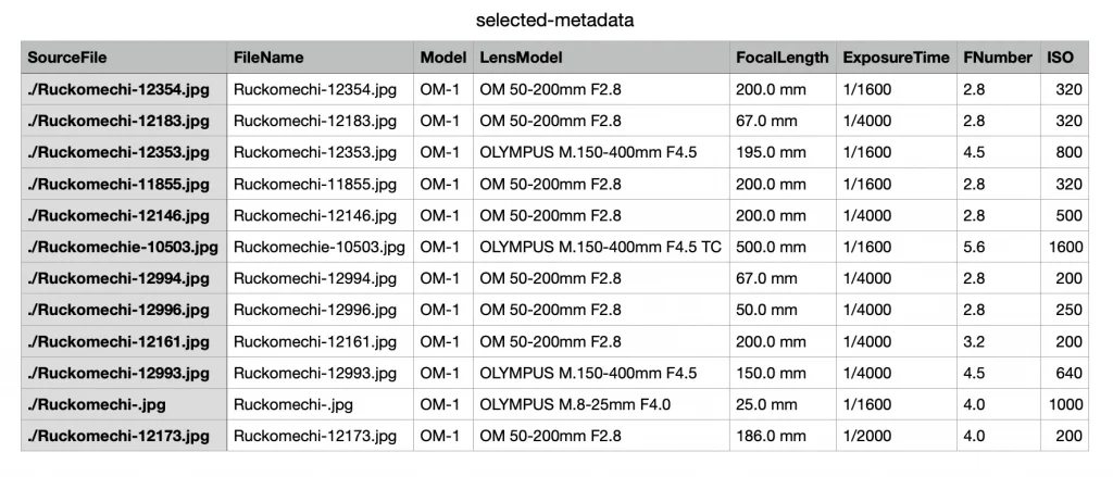 Bildschirmfoto einer Beispiel CSV Tabelle