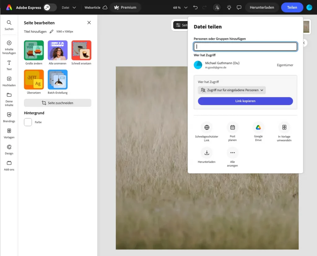Social Media Post in Adobe Express planen